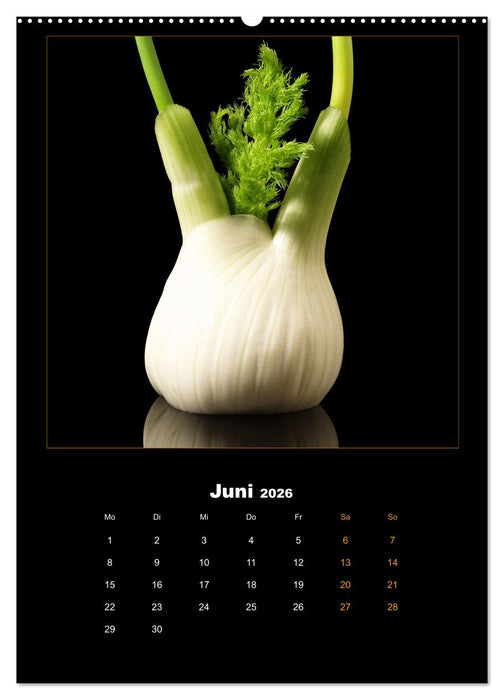 Vegan Food Kalender – Obst und Gemüse auf Schwarz (CALVENDO Premium Wandkalender 2026)
