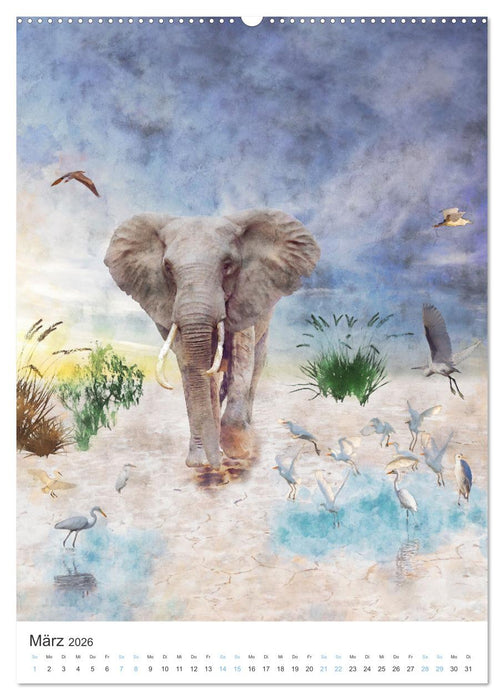 Elefanten - wie gemalt (CALVENDO Premium Wandkalender 2026)