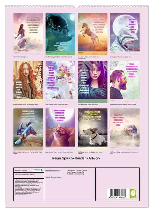 Traum Spruchkalender - Artwork (CALVENDO Premium Wandkalender 2026)