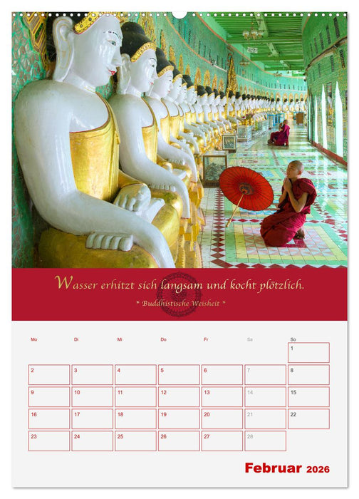 Buddhistische Weisheiten - DER ROTE SCHIRM (CALVENDO Premium Wandkalender 2026)