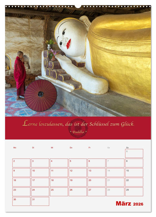 Buddhistische Weisheiten - DER ROTE SCHIRM (CALVENDO Premium Wandkalender 2026)