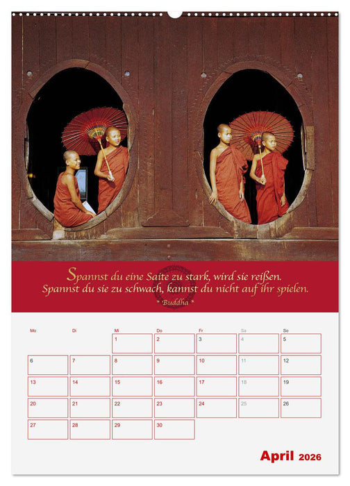 Buddhistische Weisheiten - DER ROTE SCHIRM (CALVENDO Premium Wandkalender 2026)