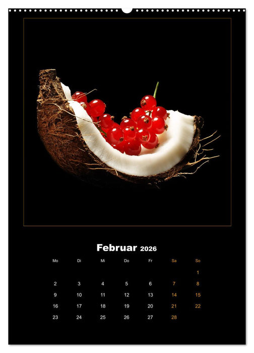 Vegan Food Kalender – Obst und Gemüse auf Schwarz (CALVENDO Wandkalender 2026)