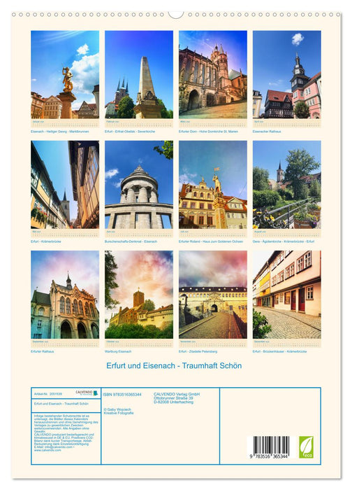 Erfurt und Eisenach - Traumhaft Schön (CALVENDO Wandkalender 2026)