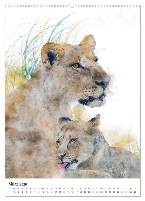 Afrikas Tierwelt - wie gemalt (CALVENDO Wandkalender 2026)