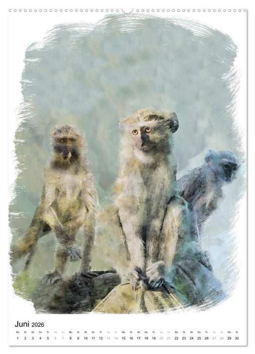 Afrikas Tierwelt - wie gemalt (CALVENDO Wandkalender 2026)