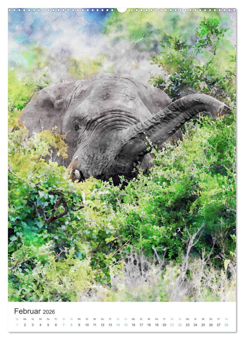 Elefanten - wie gemalt (CALVENDO Wandkalender 2026)