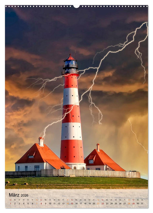 Leuchttürme im Gewitter (CALVENDO Wandkalender 2026)