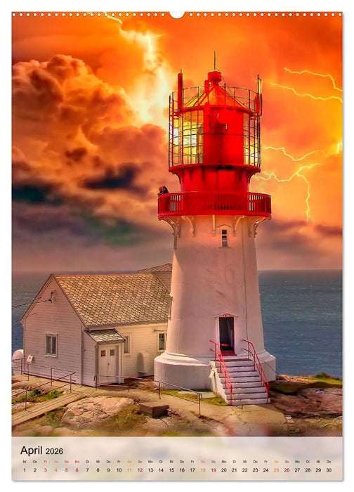 Leuchttürme im Gewitter (CALVENDO Wandkalender 2026)