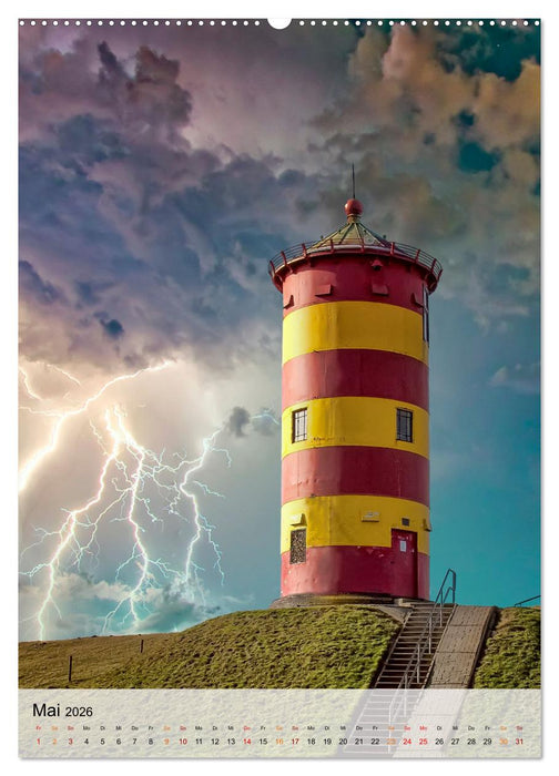 Leuchttürme im Gewitter (CALVENDO Wandkalender 2026)