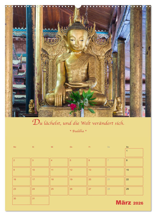 BUDDHA IN GOLD - Mit buddhistischen Sprüchen (CALVENDO Premium Wandkalender 2026)