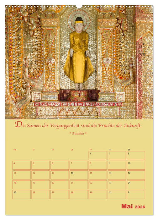 BUDDHA IN GOLD - Mit buddhistischen Sprüchen (CALVENDO Premium Wandkalender 2026)
