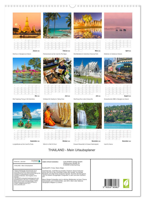THAILAND - Mein Urlaubsplaner (CALVENDO Premium Wandkalender 2026)