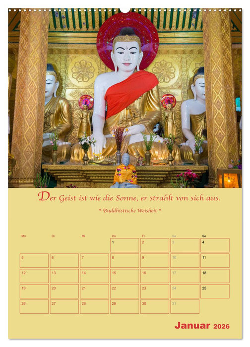 BUDDHA IN GOLD - Mit buddhistischen Sprüchen (CALVENDO Wandkalender 2026)