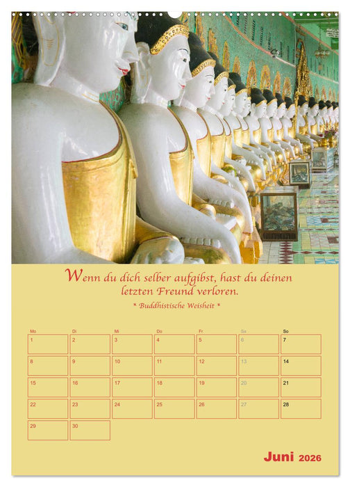 BUDDHA IN GOLD - Mit buddhistischen Sprüchen (CALVENDO Wandkalender 2026)