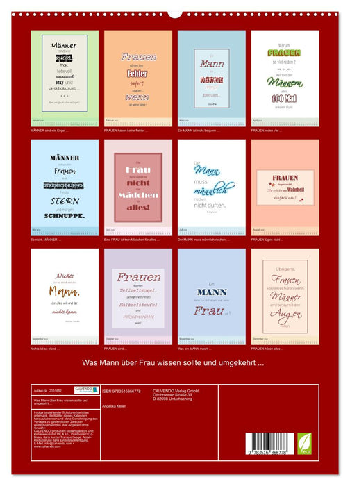 Was Mann über Frau wissen sollte und umgekehrt ... (CALVENDO Premium Wandkalender 2026)