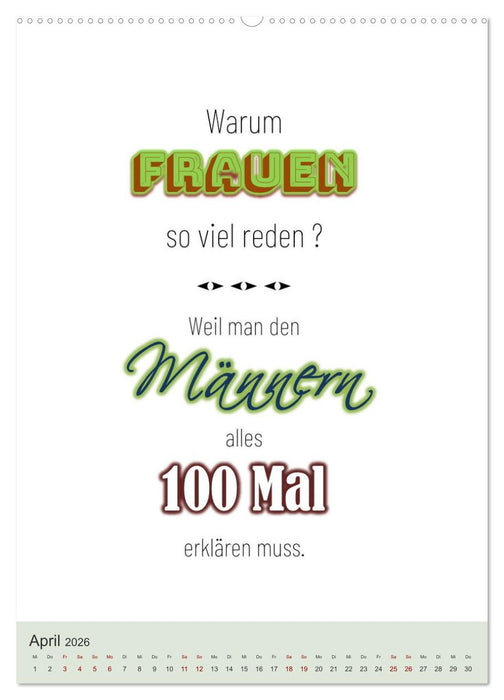Was Mann über Frau wissen sollte und umgekehrt ... (CALVENDO Premium Wandkalender 2026)