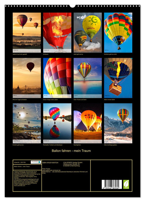 Ballon fahren - mein Traum (CALVENDO Premium Wandkalender 2026)