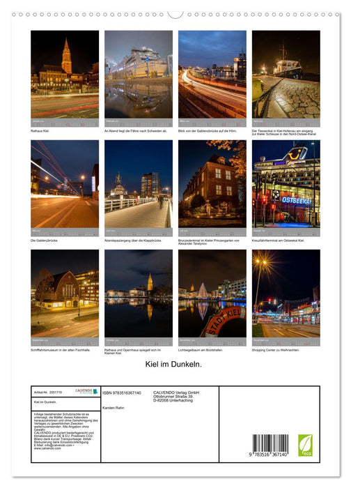 Kiel im Dunkeln. (CALVENDO Wandkalender 2026)
