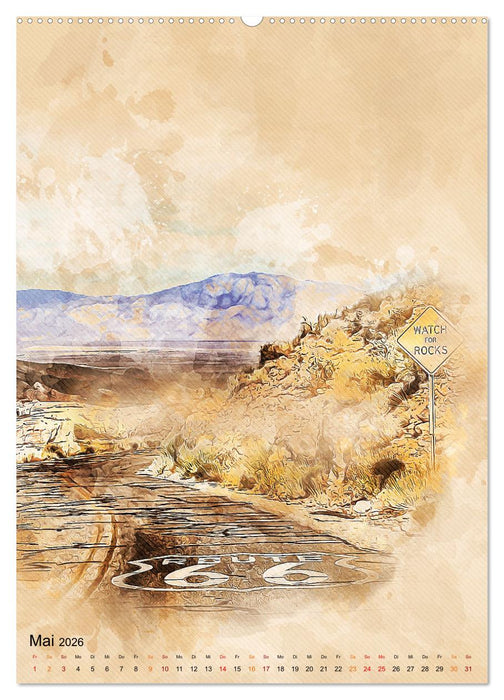 Route 66 - 2451 Meilen (CALVENDO Premium Wandkalender 2026)