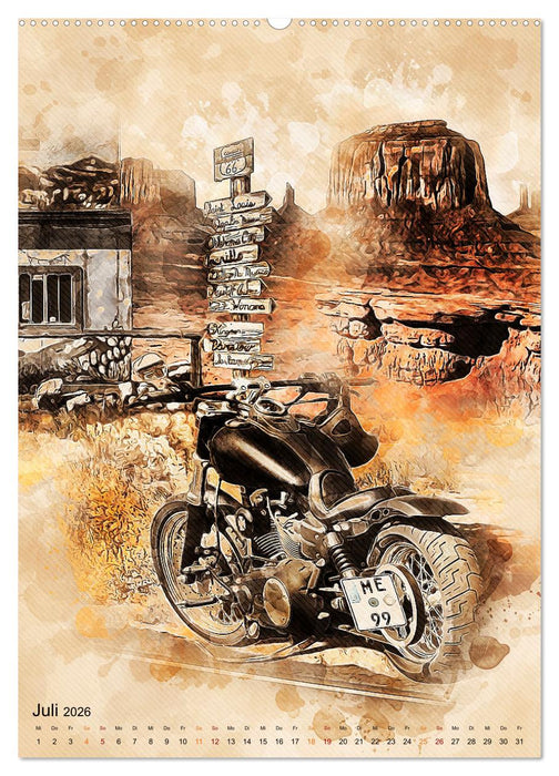 Route 66 - 2451 Meilen (CALVENDO Premium Wandkalender 2026)