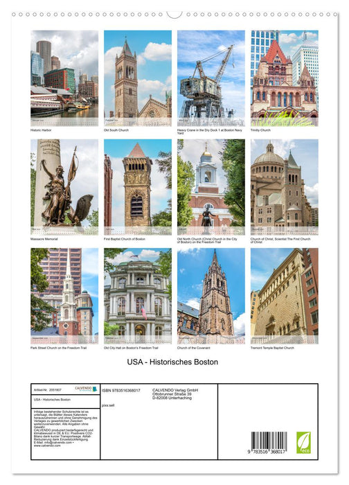 USA - Historisches Boston (CALVENDO Premium Wandkalender 2026)