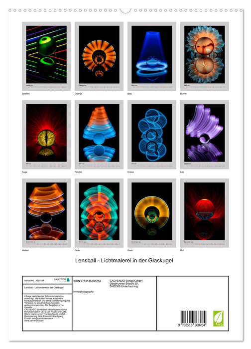 Lensball - Lichtmalerei in der Glaskugel (CALVENDO Wandkalender 2026)