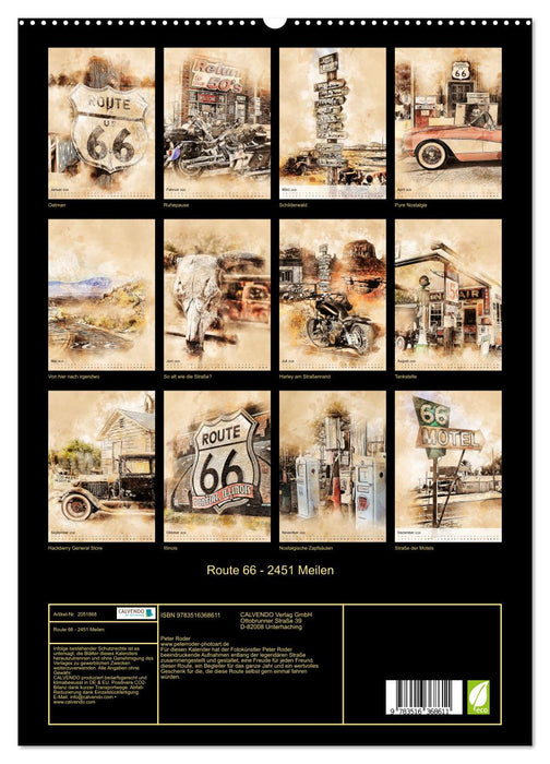 Route 66 - 2451 Meilen (CALVENDO Wandkalender 2026)