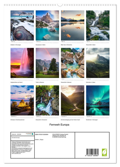 Fernweh Europa (CALVENDO Wandkalender 2026)