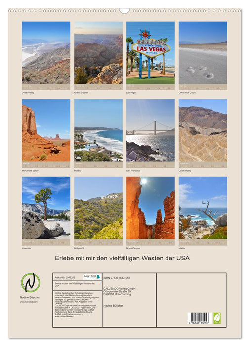 Erlebe mit mir den vielfältigen Westen der USA (CALVENDO Wandkalender 2026)