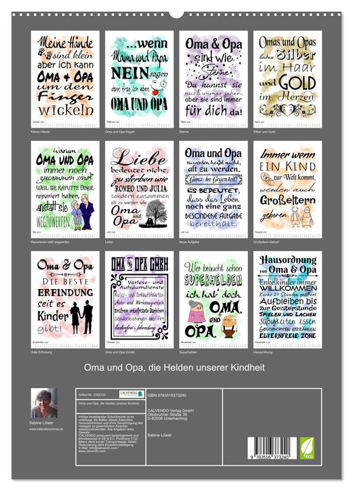 Oma und Opa, die Helden unserer Kindheit (CALVENDO Premium Wandkalender 2026)