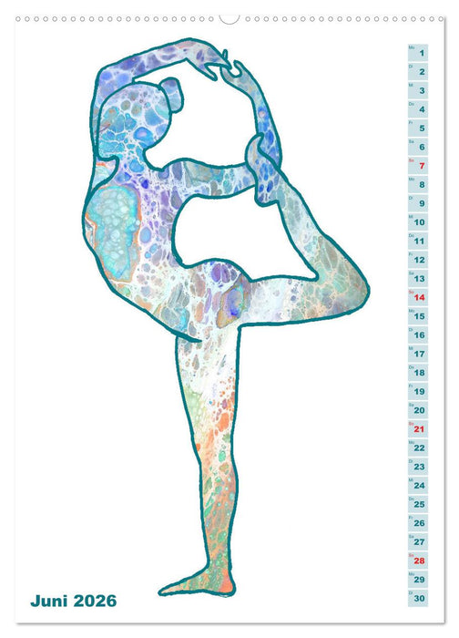 Prächtiges Yoga Pouring - Yoga verschmilzt mit Kunst (CALVENDO Premium Wandkalender 2026)