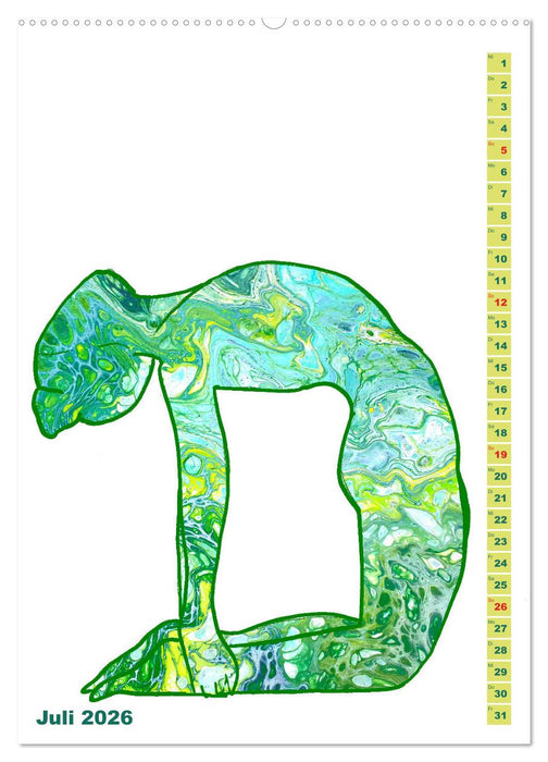 Prächtiges Yoga Pouring - Yoga verschmilzt mit Kunst (CALVENDO Premium Wandkalender 2026)