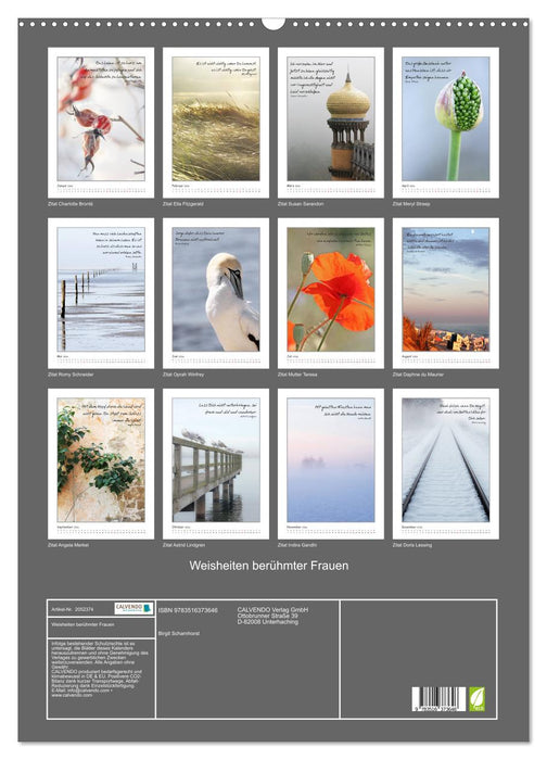 Weisheiten berühmter Frauen (CALVENDO Wandkalender 2026)