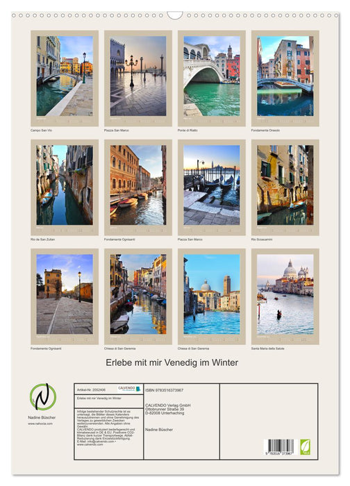 Erlebe mit mir Venedig im Winter (CALVENDO Wandkalender 2026)