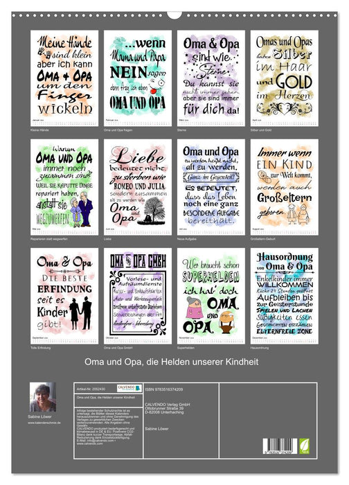 Oma und Opa, die Helden unserer Kindheit (CALVENDO Wandkalender 2026)