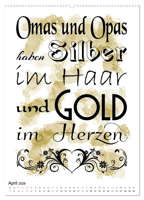 Oma und Opa, die Helden unserer Kindheit (CALVENDO Wandkalender 2026)