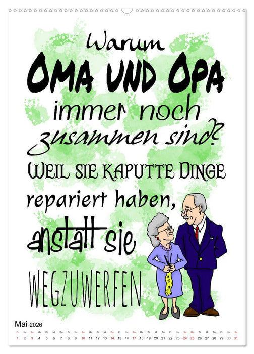 Oma und Opa, die Helden unserer Kindheit (CALVENDO Wandkalender 2026)