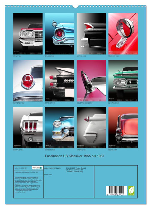 Faszination US Klassiker 1955 bis 1967 (CALVENDO Premium Wandkalender 2026)