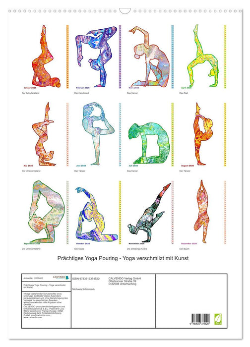Prächtiges Yoga Pouring - Yoga verschmilzt mit Kunst (CALVENDO Wandkalender 2026)