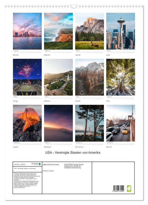 USA - Vereinigte Staaten von Amerika (CALVENDO Wandkalender 2026)