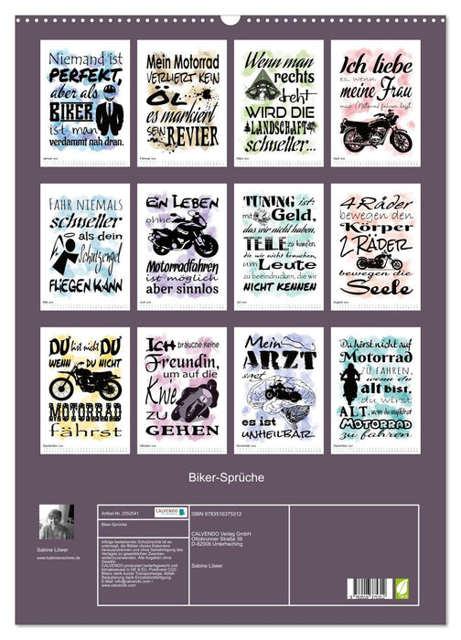 Biker-Sprüche (CALVENDO Wandkalender 2026)