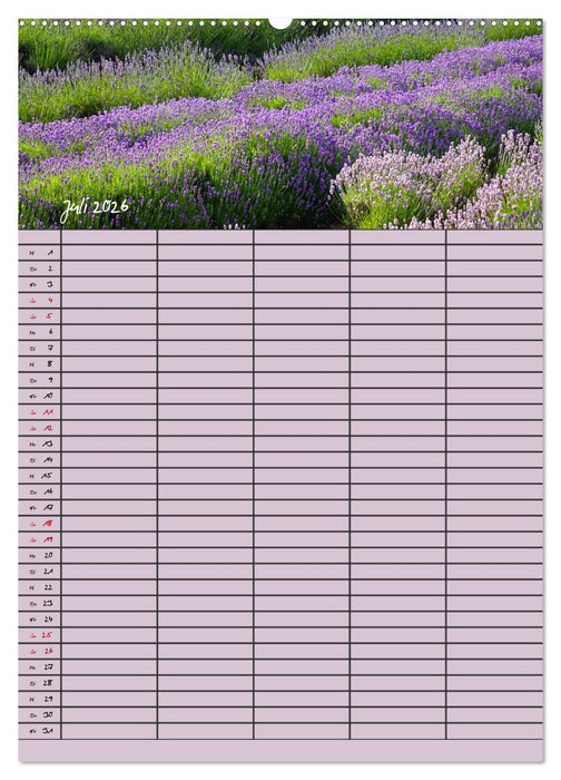 Naturzauber Lavendel - Familienplaner (CALVENDO Premium Wandkalender 2026)