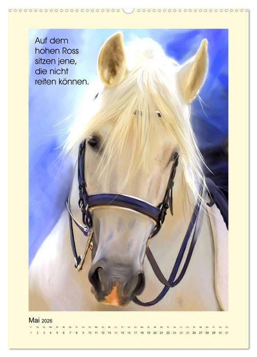 Reiterfreuden. Sprüche und Weisheiten für Pferdemenschen (CALVENDO Premium Wandkalender 2026)
