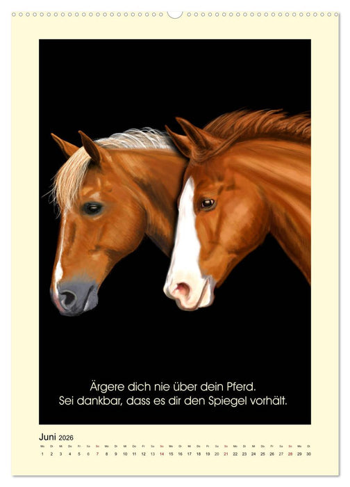 Reiterfreuden. Sprüche und Weisheiten für Pferdemenschen (CALVENDO Premium Wandkalender 2026)