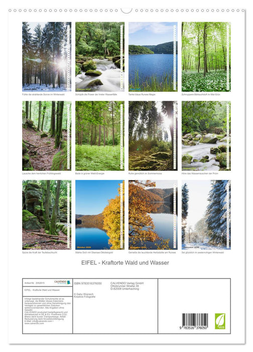 EIFEL - Kraftorte Wald und Wasser (CALVENDO Premium Wandkalender 2026)