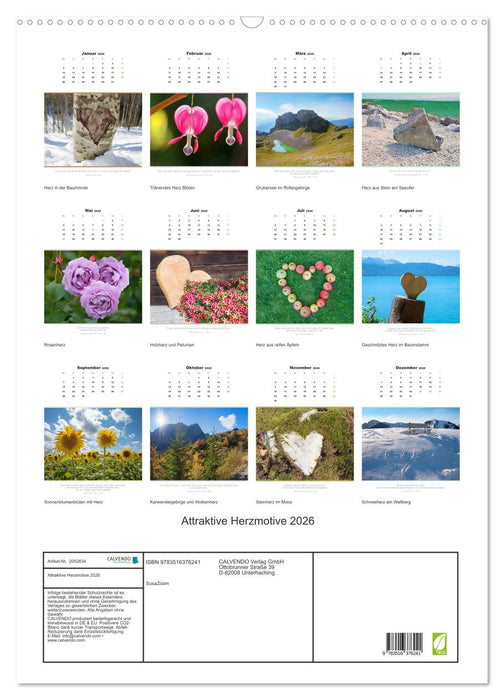 Attraktive Herzmotive 2026 (CALVENDO Wandkalender 2026)