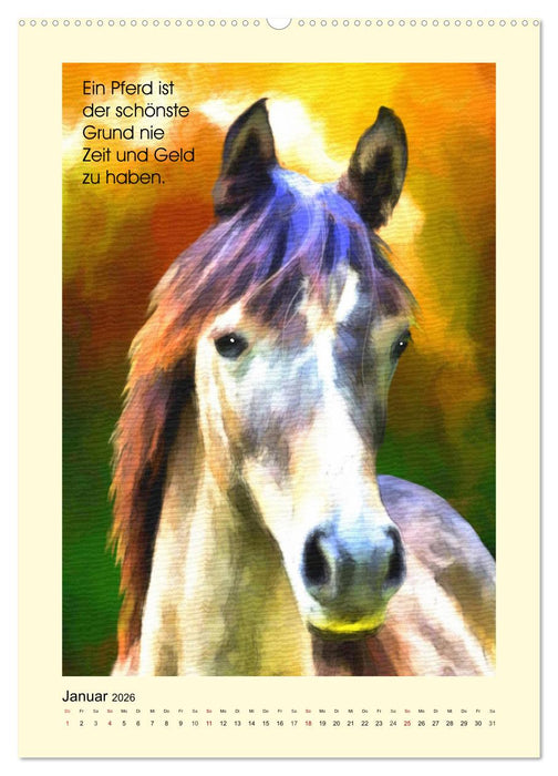 Reiterfreuden. Sprüche und Weisheiten für Pferdemenschen (CALVENDO Wandkalender 2026)