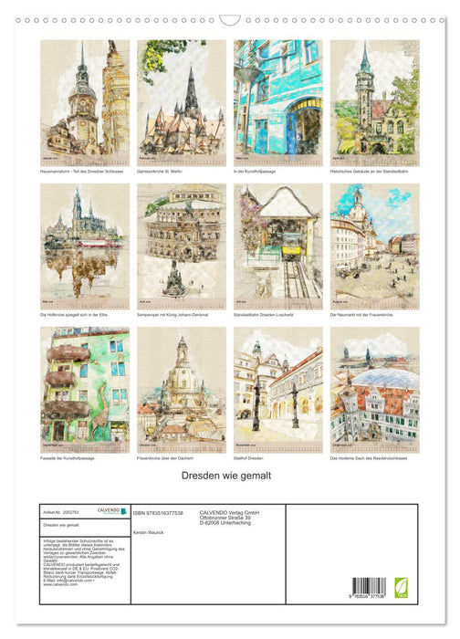 Dresden wie gemalt (CALVENDO Wandkalender 2026)