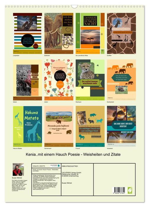 Kenia..mit einem Hauch Poesie - Weisheiten und Zitate (CALVENDO Wandkalender 2026)
